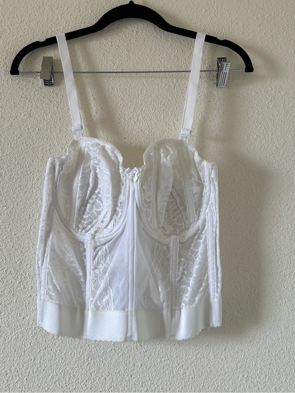 Vintage Goddess Feminine Floral Lace Bustier Corset Women’s 36DD White